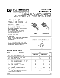 STP21N05L datasheet: N-CHANNEL ENHANCEMENT MODE LOW THRESHOLD POWER MOS TRANSISTORS STP21N05L