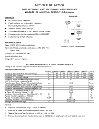 MR850 datasheet: 50 V, 3 A, soft recoveru, fast switching plastic rectifier MR850