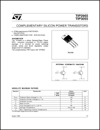 TIP2955 datasheet: COMPLEMENTARY SILICON POWER TRANSISTORS TIP2955