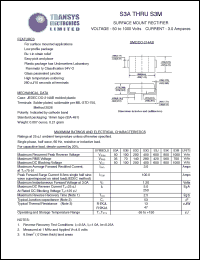 S3M datasheet: 1000 V, 3 A, surface mount rectifier S3M