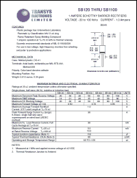 SB120 datasheet: 20 V, 1 A,schottky barrier rectifier SB120