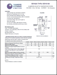 SB1680 datasheet: 80 V, 16 A, schottky barrier rectifier SB1680