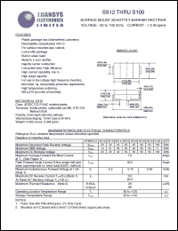 SS13 datasheet: 30 V, 1 A, surface mount schottky barrier rectifier SS13