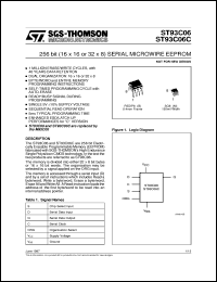 ST93C06C datasheet: 256 BIT (16 X 16 OR 32 X 8) SERIAL MICROWIRE EEPROM ST93C06C