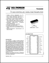 TDA9206 datasheet: I2C BUS-CONTROLLED 130MHZ RGB PREAMPLIFIER TDA9206