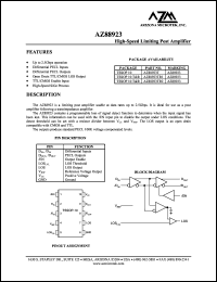 AZ88923TR2 datasheet: 4.5 V, high-speed limiting post amplifier AZ88923TR2