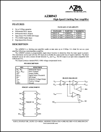 AZ88943T datasheet: 4.5 V, high-speed limiting post amplifier AZ88943T
