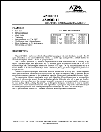 AZ100E111FNR2 datasheet: 4.2 V-5.46 V, ECL/PECL 1:9 differential clock driver AZ100E111FNR2