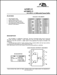 AZ10EL11D datasheet: 4.75 V-5.5 V, ECL/PECL 1:2 differential fanout buffer AZ10EL11D