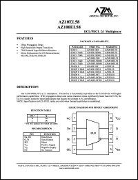 AZ100EL58DR1 datasheet: 4.75 V-5.5 V, ECL/PECL 2:1 multiplexer AZ100EL58DR1