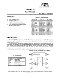 AZ10EL32TR1 datasheet: 4.75 V-5.5 V, ECL/PECL 2 divider AZ10EL32TR1