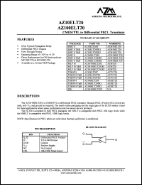 AZ10ELT20TR1 datasheet: 3.0 V-5.5 V, CMOS/TTL to differential PECL translator AZ10ELT20TR1