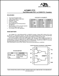 AZ100ELT23DR2 datasheet: 3.0 V-5.5 V, dual CMOS/TTL to differential PECL translator AZ100ELT23DR2
