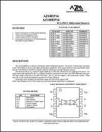 AZ100EP16TR1 datasheet: 3.0 V-3.6 V, ECL/PECL differential receiver AZ100EP16TR1