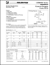 CFB0101 datasheet: 19 dBm, 12 GHz, general purpose GaAs FET CFB0101