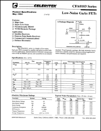 CFA0103 datasheet: 0.7 dB, 12 GHz, low-noise GaAs FET CFA0103