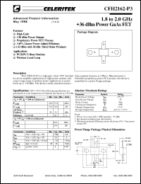 CFH2162-P3 datasheet: 1.8 to 2 GHz, +36 dBm, power GaAs FET CFH2162-P3