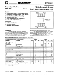 CFK0301-AK-0000 datasheet: 900 MHz, high dynamic range dual, low-noise GaAs FET CFK0301-AK-0000