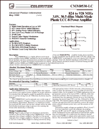 CMM0530-LC-00S0 datasheet: 824 to 928 MHz, 3 V, 30.5 dBm multi-mode power amplifier CMM0530-LC-00S0