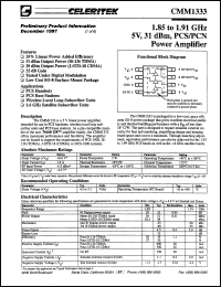 CMM1333-AK-00TT datasheet: 1.85 to 1.91 GHz, 5 V, 31 dBm PCS/PCN power amplifier CMM1333-AK-00TT