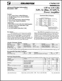CMM1335-AK-00S0 datasheet: 1.85 to 1.91 GHz, 5.8 V, 32 dBm PCS/PCN power amplifier CMM1335-AK-00S0