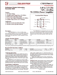 CMM3566-LC datasheet: 3.45 to 3.5 GHz, 7 V, W-CDMA power amplifier CMM3566-LC