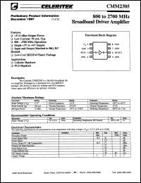 CMM2305-AR-0000 datasheet: 800 to 2700 MHz broadband driver amplifier CMM2305-AR-0000