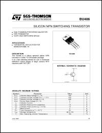 BU406 datasheet: SILICON NPN SWITCHING TRANSISTOR BU406