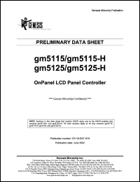 gm5115H datasheet: Onpanel LCD panel controller XGA gm5115H