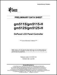 gm5125H datasheet: Onpanel LCD panel controller SXGA gm5125H