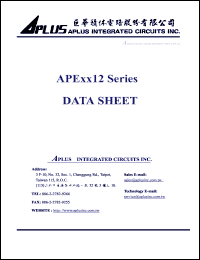 APE4112 datasheet: 128 K, Very low-cost voice and melody synthesizer with 4-bit CPU. 4-bit ALU, ROM, RAM , I/O ports, timers, clock generator, voice synthesizer. APE4112