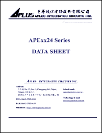 APE12724 datasheet: 384 K, Very low-cost voice and melody synthesizer with 4-bit CPU. 4-bit ALU, ROM, RAM , I/O ports, timers, clock generator, voice synthesizer. APE12724