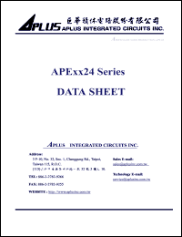 APE17024 datasheet: 512 K, Very low-cost voice and melody synthesizer with 4-bit CPU. 4-bit ALU, ROM, RAM , I/O ports, timers, clock generator, voice synthesizer. APE17024
