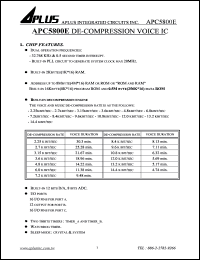 APC5800E datasheet: De-compression voice IC APC5800E