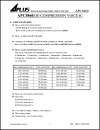 APC5860 datasheet: De-compression voice IC APC5860