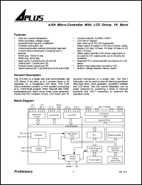 APU4003 datasheet: 4-bit micro-controller with LCD driver, 1 K word APU4003