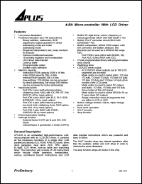 APU428 datasheet: 4-bit micro-controller with LCD driver APU428