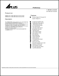 APU8951 datasheet: 25 MHz, 8-bit single-chip microcontroller with 4 KB flash embedded APU8951