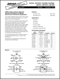 CA1558E datasheet: 0.9MHz single and dual, high gain operational amplifier CA1558E