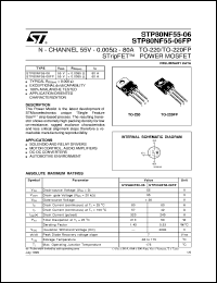 STP80NF55-06 datasheet: N-CHANNEL 55V - 0.005 OHM - 80A TO-220/TO-220FP STRIPFET POWER MOSFET STP80NF55-06