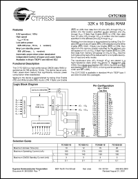 CY7C1020-20ZC datasheet: 32K x 16 static RAM, 20ns CY7C1020-20ZC