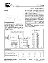 CY7C1020-12ZC datasheet: 32K x 16 static RAM, 12ns CY7C1020-12ZC