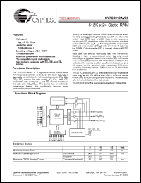 CY7C1012AV25-8BGI datasheet: 512K x 24 static RAM, 8ns CY7C1012AV25-8BGI