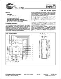 CY7C1019B-12VC datasheet: 128K x 8 static RAM, 12ns CY7C1019B-12VC