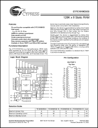 CY7C1019CV33-10ZI datasheet: 128K x 8 static RAM, 10ns CY7C1019CV33-10ZI