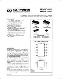 M74HC4060 datasheet: 14 STAGE BINARY COUNTER/OSCILLATOR M74HC4060