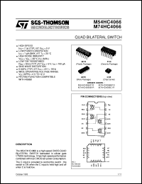 M74HC4066 datasheet: QUAD BILATERAL SWITCH M74HC4066