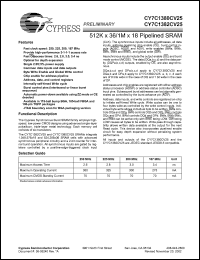 CY7C1380CV25-167AC datasheet: 512K x 36 pipelined SRAM, 167MHz CY7C1380CV25-167AC