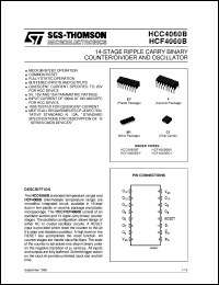 HCF4060B datasheet: 14-STAGE RIPPLE CARRY BINARY COUNTER/DIVIDER AND OSCILLATOR HCF4060B