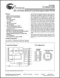 CY7C263-20JC datasheet: 8K x 8 power-switched and reprogrammable PROM, 20ns CY7C263-20JC